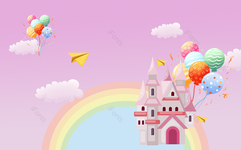 卡通手绘儿童节小孩浪漫城堡气球背景,插画/手绘图,插画/手绘图库,插画/手绘图下载,插画/手绘